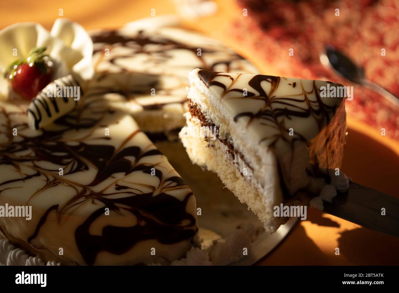 Vanilla and chocolate mix cake Stock Photo