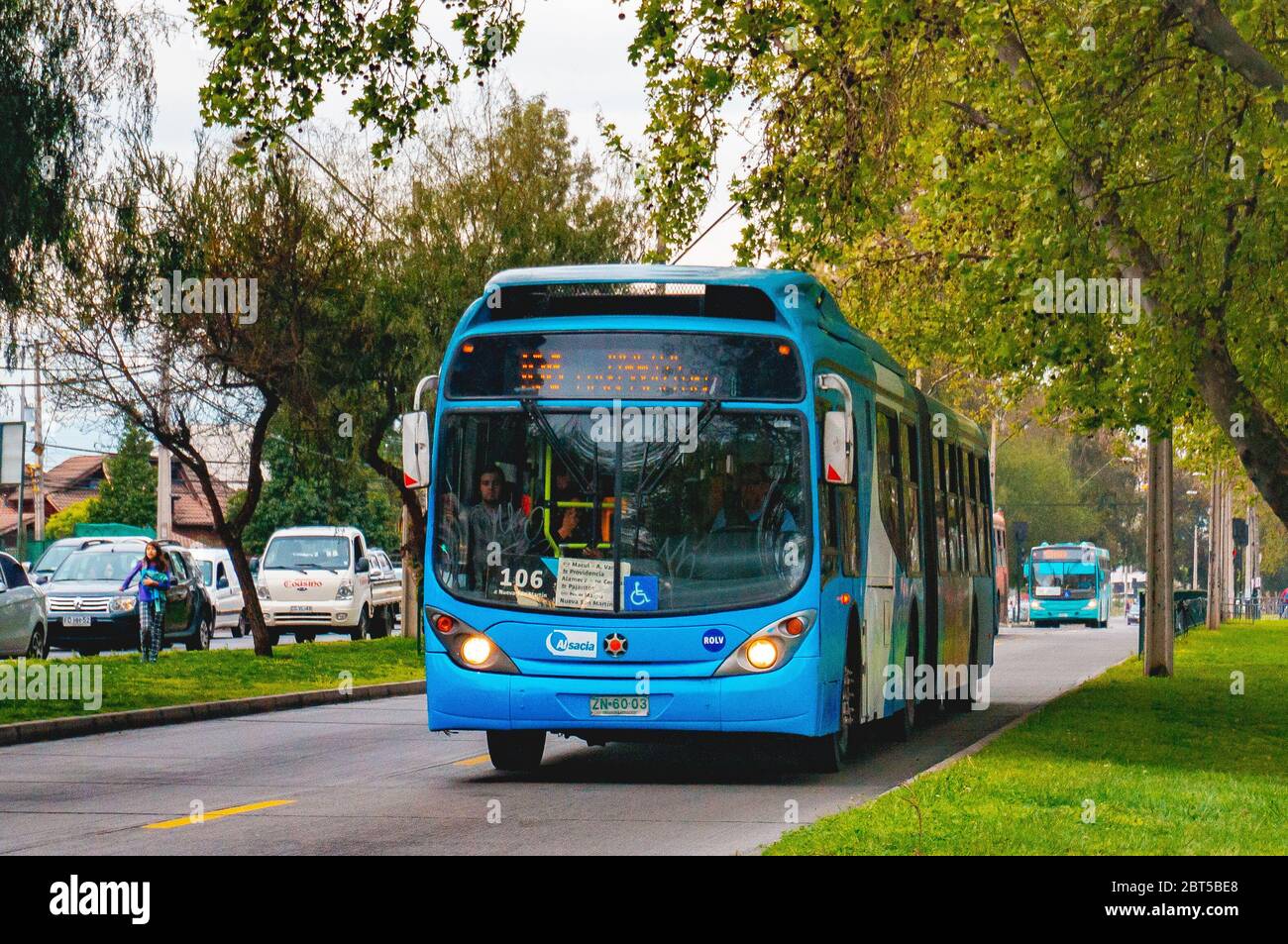 SANTIAGO, CHILE - OCTOBER 2015: A Transantiago bus in Maipú Stock Photo