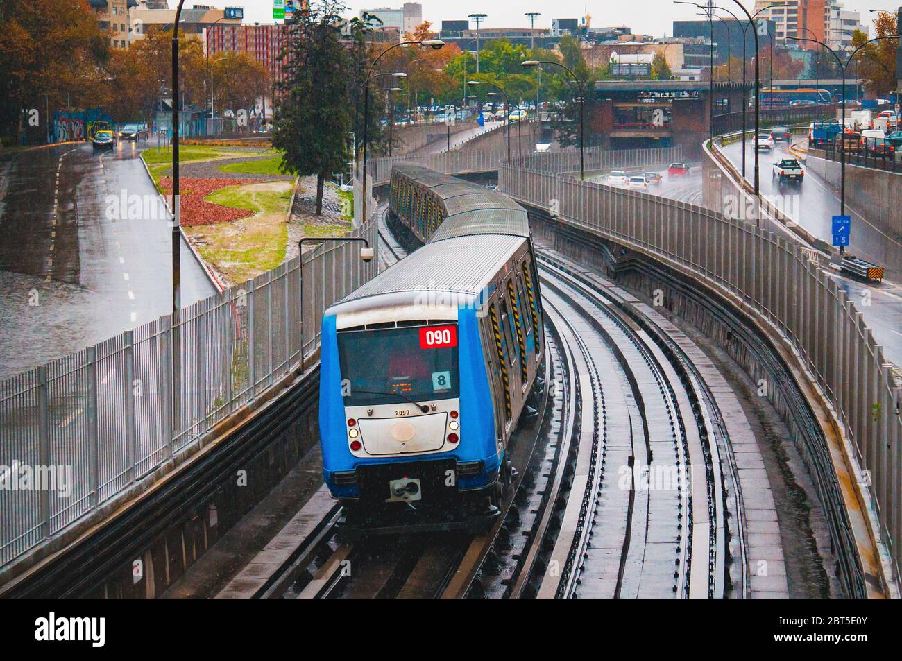 Santiago, Chile - June 2016: A Metro de Santiago Train at Line 2 Stock Photo
