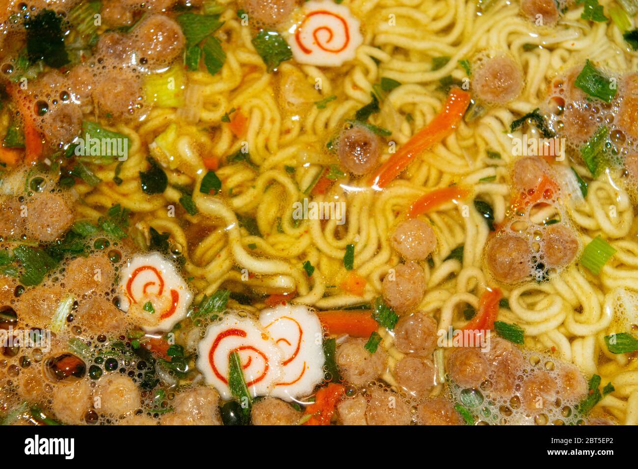 Instant noodles with spices, dried vegetables and freezedried meat