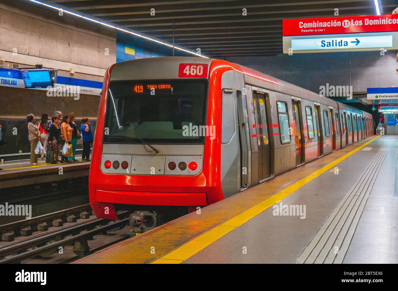 SANTIAGO, CHILE - JANUARY 2016: A public transport train at Tobalaba station of L4 Stock Photo