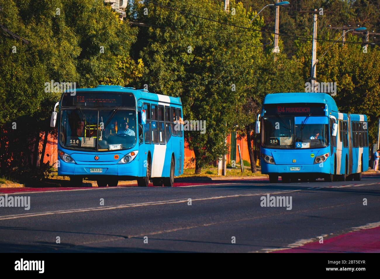 SANTIAGO, CHILE - JANUARY 2016: A public transport bus in Santiago Stock Photo