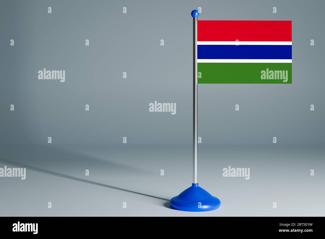 The 3d rendering realistic national flag of Gambia on steel pole on ...