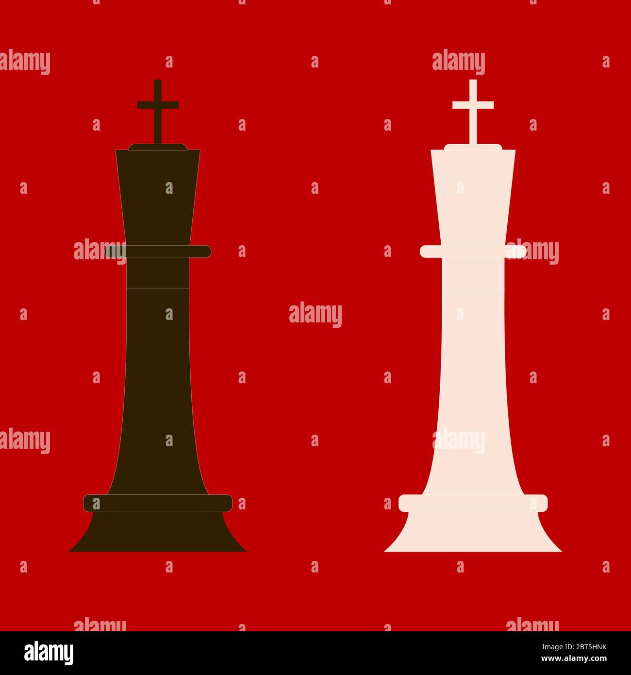 Black and white chess king on a red background Stock Vector