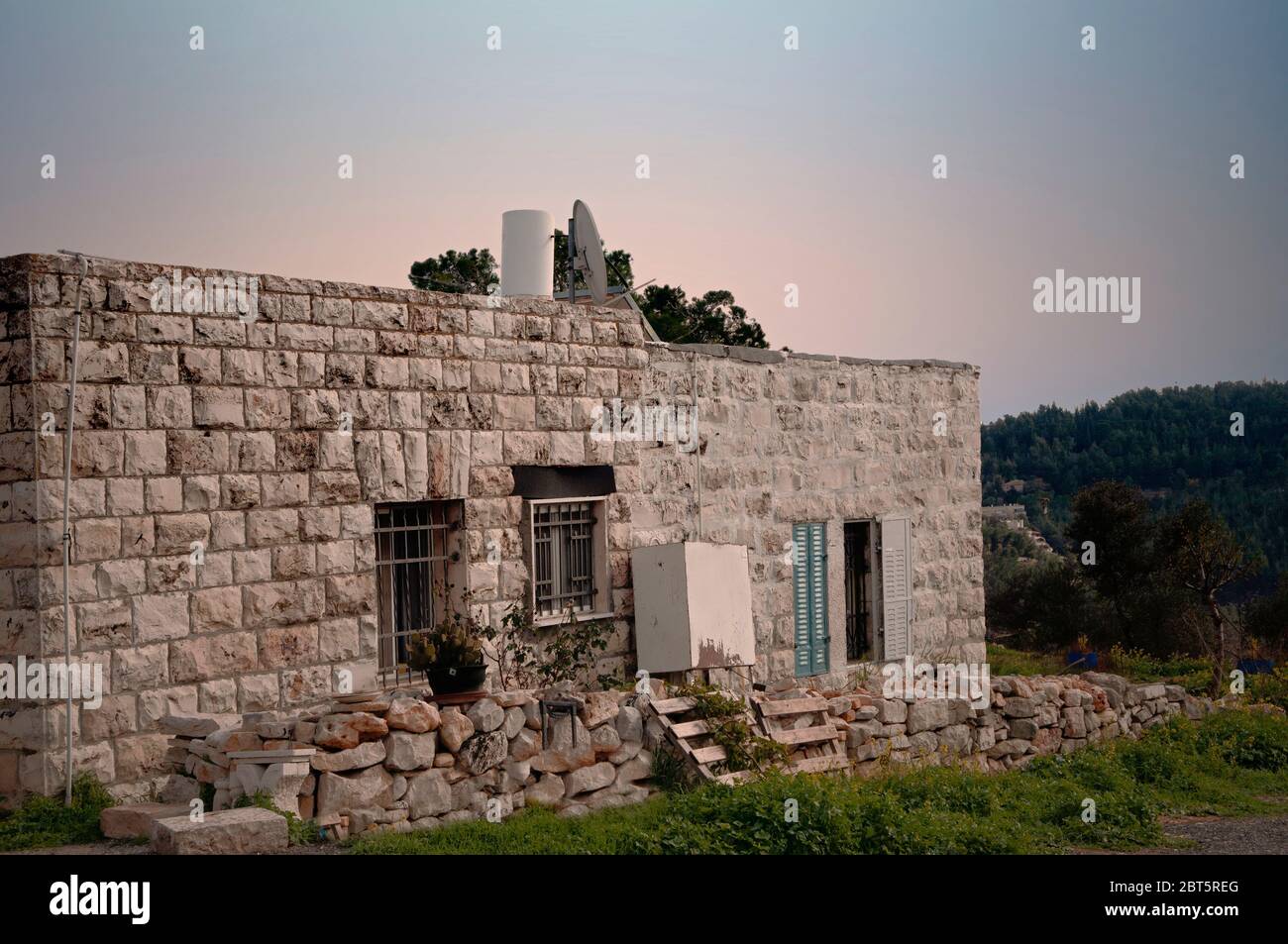 A former Palestinian house of the Arab village Deir Yassin razed after a massacre of around 107 of its residents on April 9, 1948, by the Jewish paramilitary groups Irgun and Lehi located in Givat Shaul neighborhood West Jerusalem Israel Stock Photo