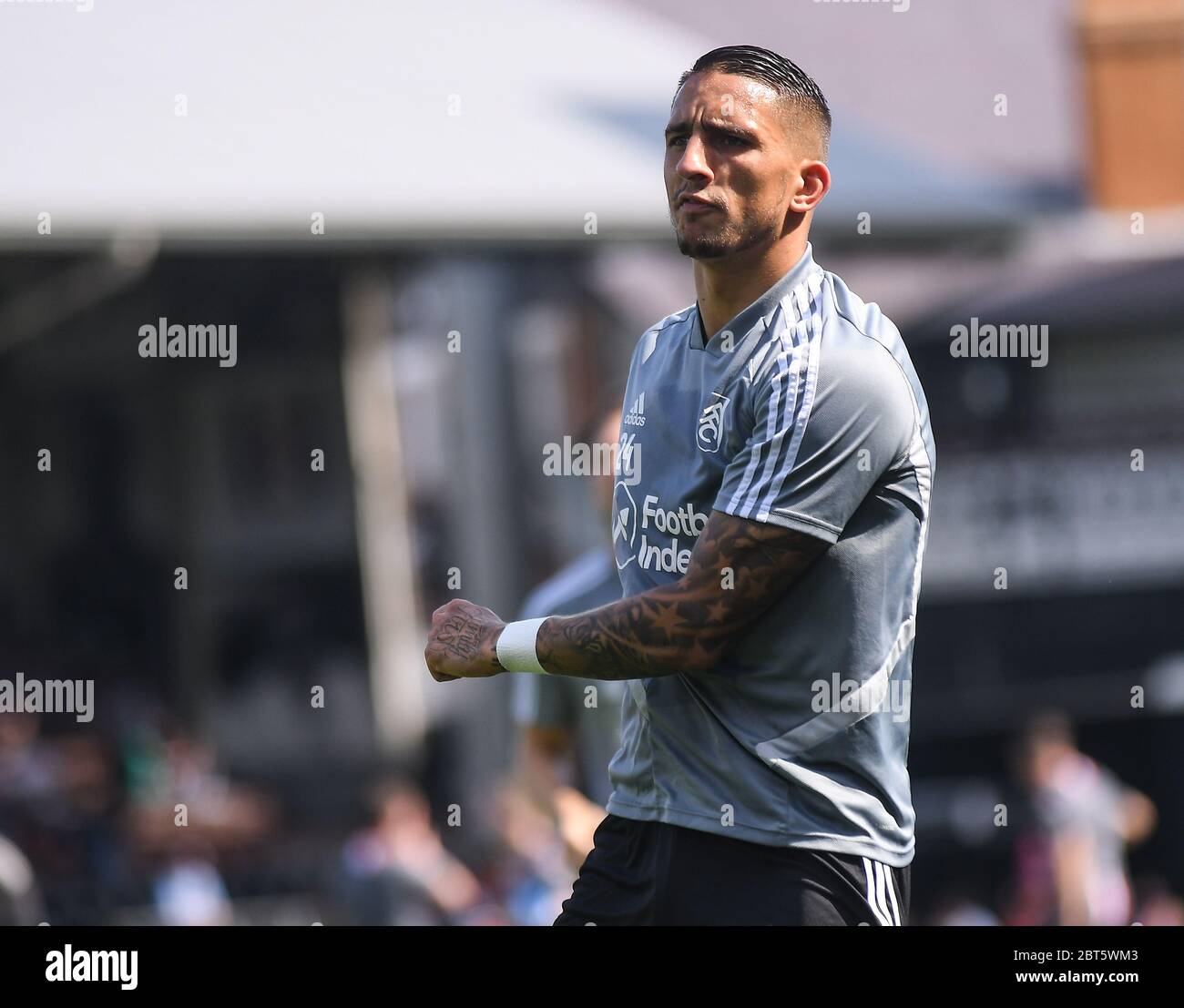 LONDON, ENGLAND - AUGUST 24, 2019: Anthony Knockaert of Fulham pictured during the 2019/20 EFL SkyBet Championship game between Fulham FC and Nottingham Forest FC at Craven Cottage. Stock Photo