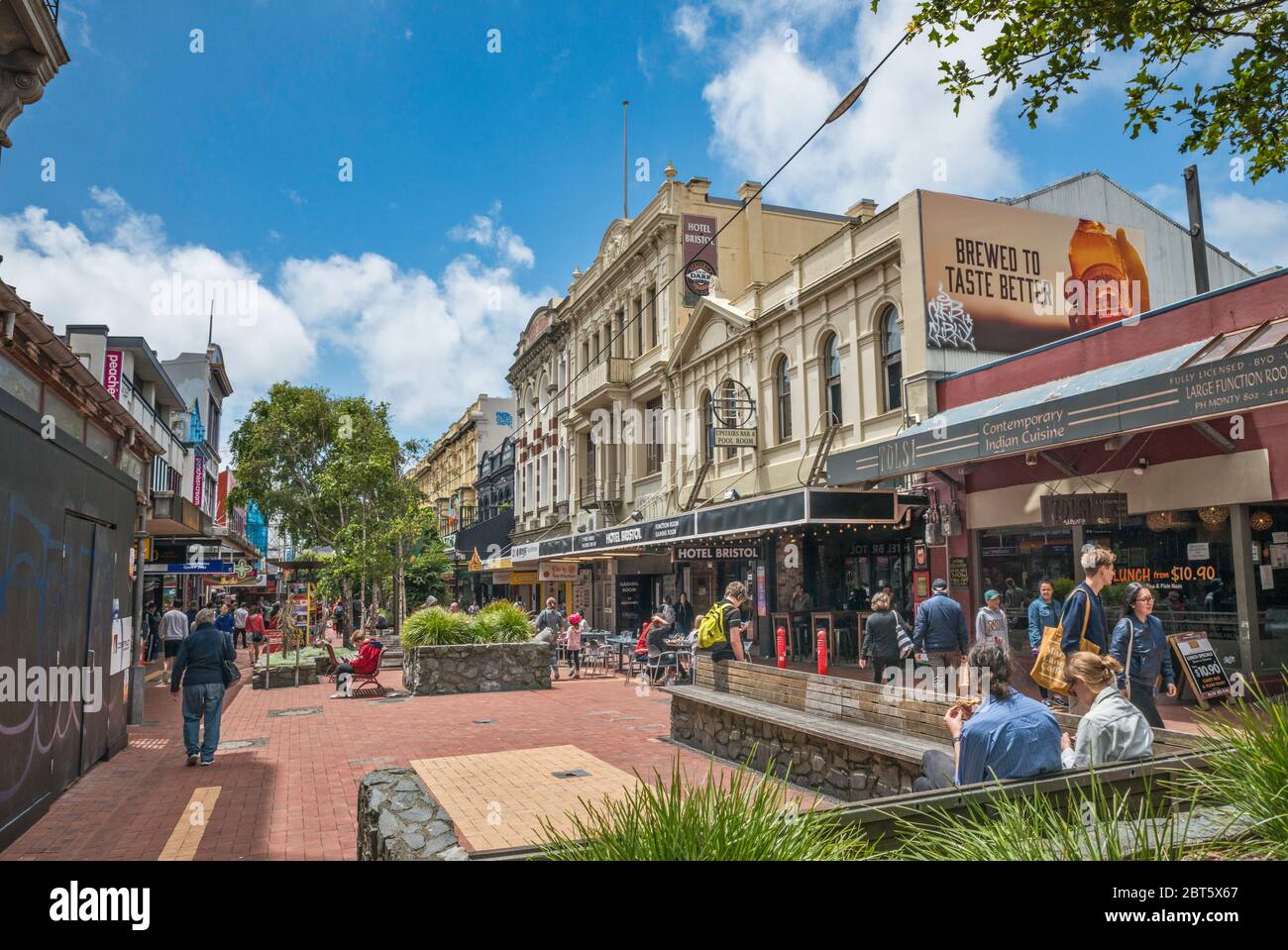 Cuba Mall at Cuba Street in Wellington, North Island, New Zealand Stock