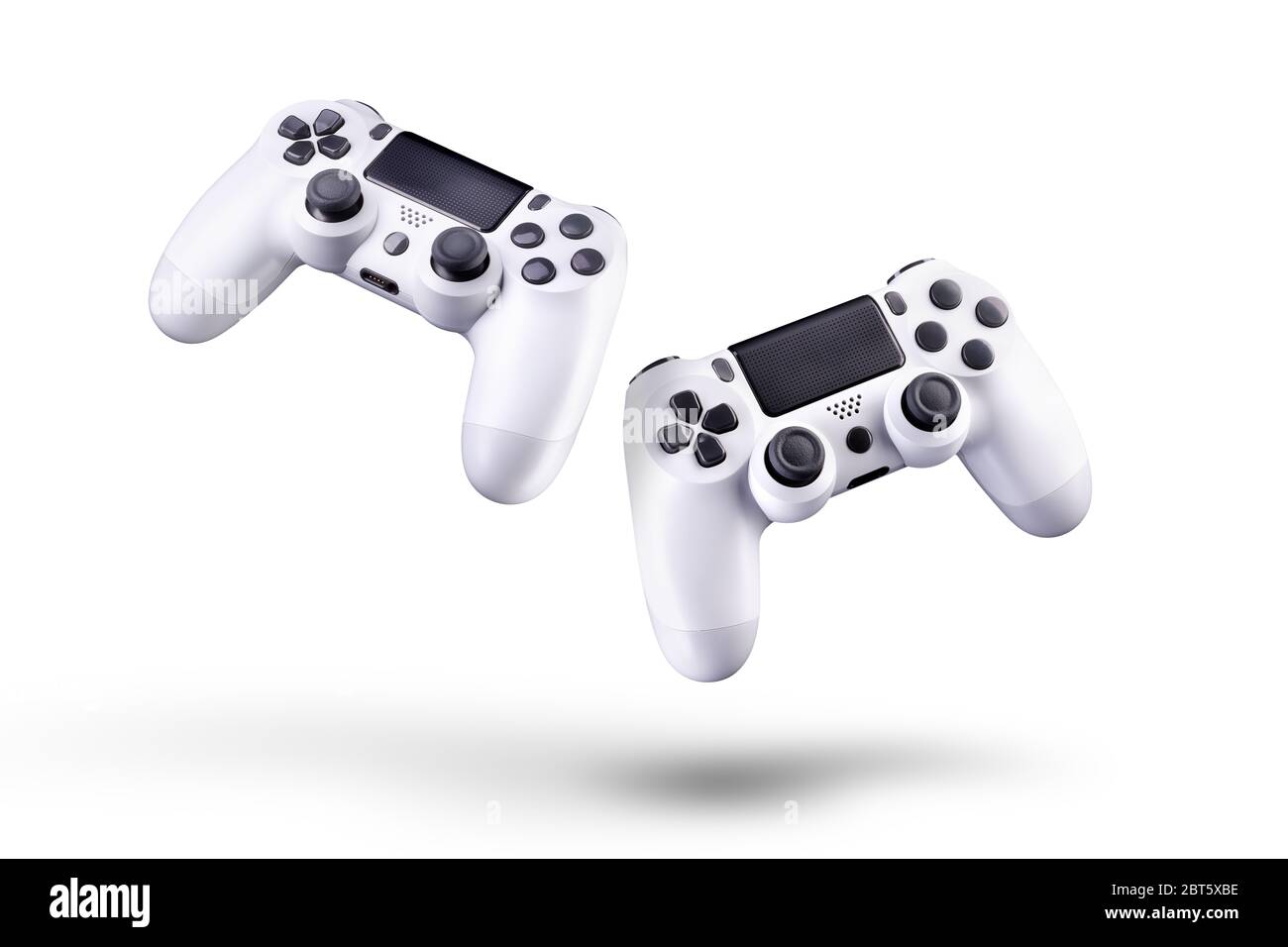 Set of white video game joysticks gamepad isolated on a white ...