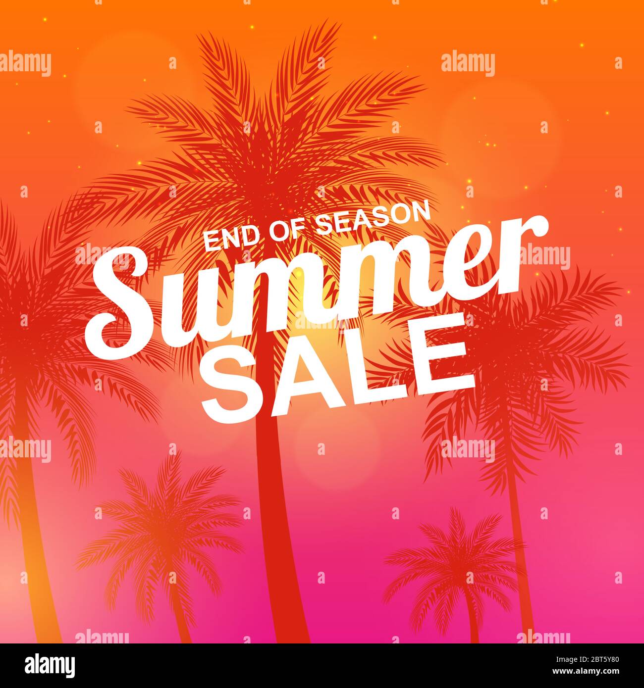 Abstract Summer Sale Background with Palm Leaves Vector Illustration ...