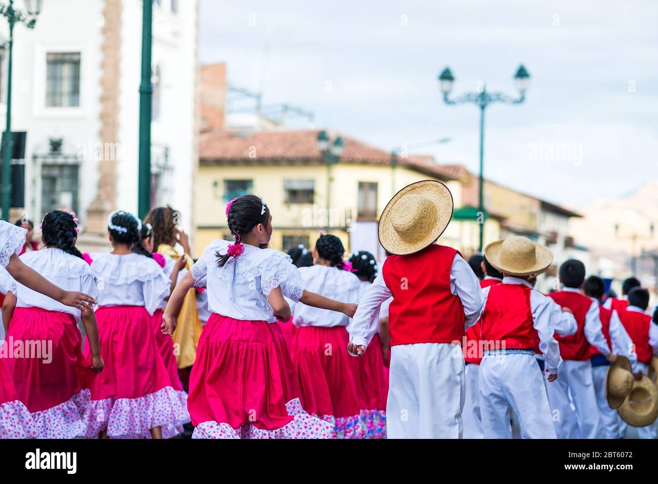 Traditional holiday on a Cusco street in Peru Stock Photo