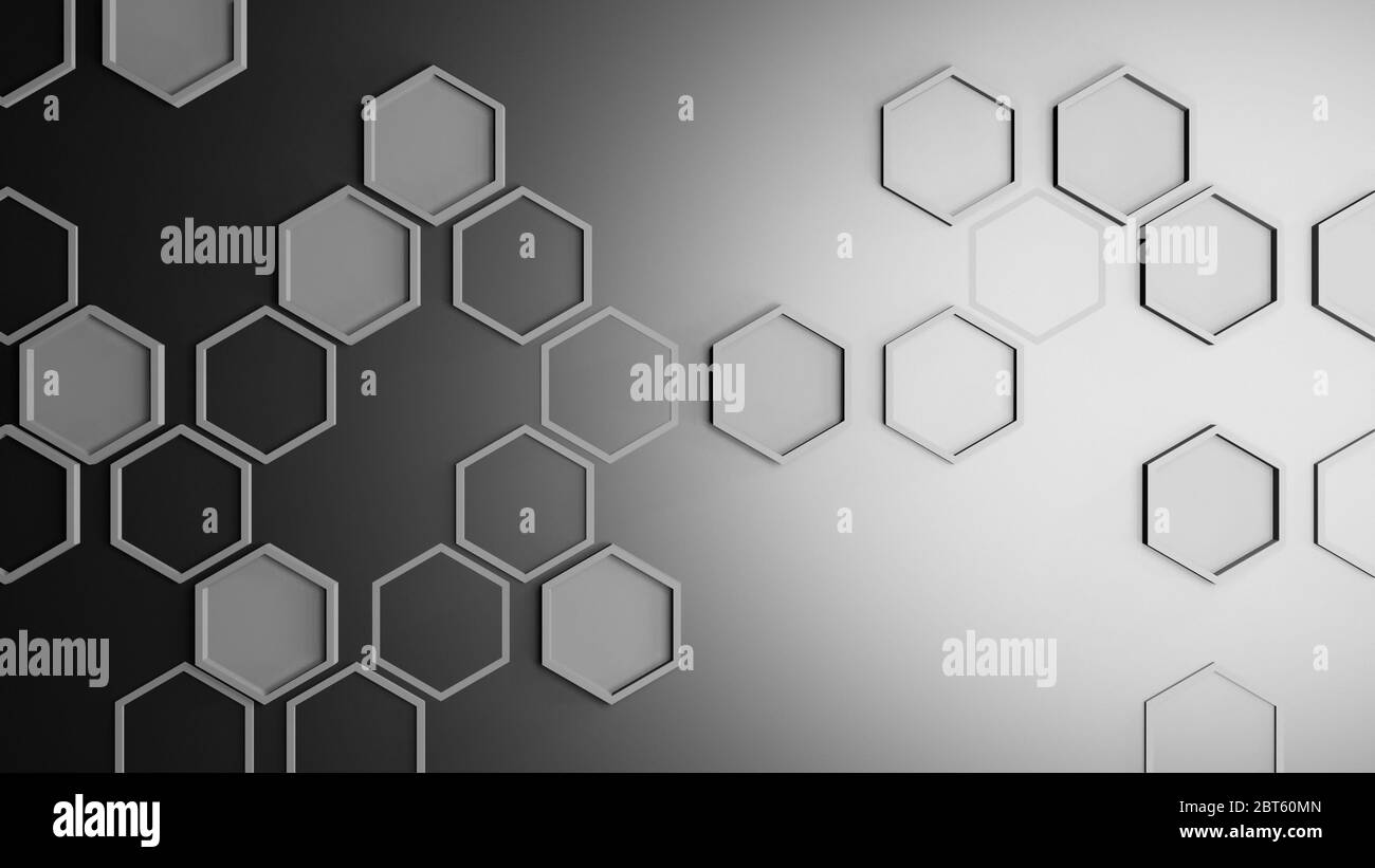 Abstract background, grey hexagons or honeycombs, 3D rendering, hexagonal wallpaper, network connection concept, geometric illustration design in 4K Stock Photo