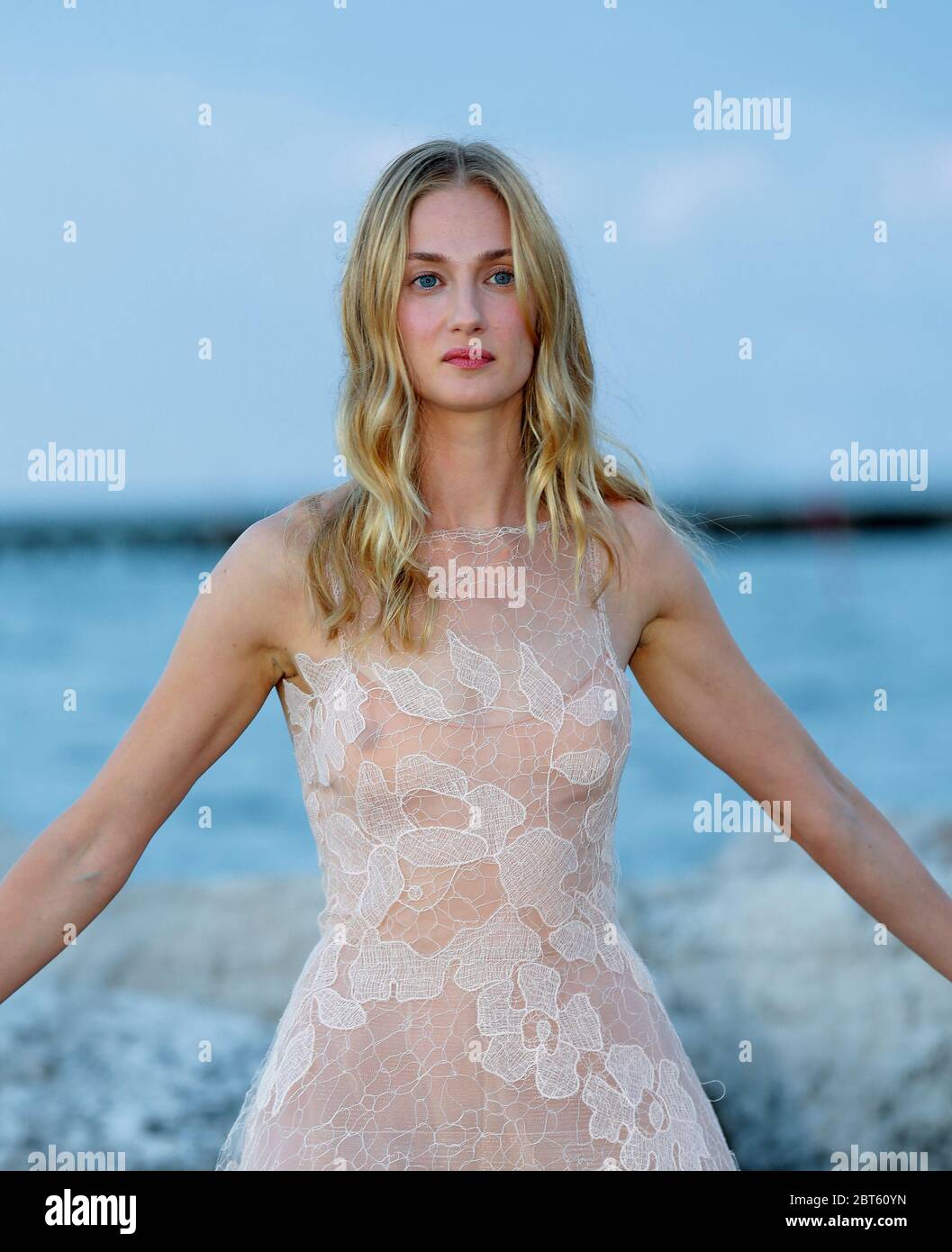 VENICE, ITALY - AUGUST 27: Festival hostess Eva Riccobono attends a photocall during the 70th Venice Film Festival at the Hotel Excelsior Stock Photo