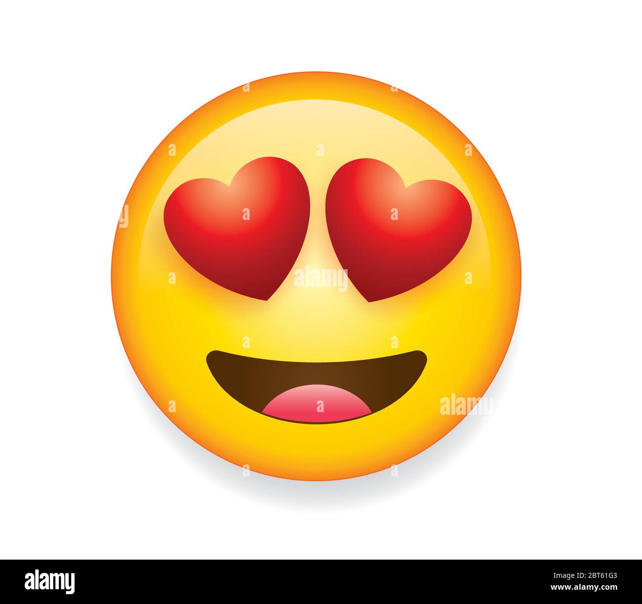 High Quality Emoticon Smiling Love Emoji Isolated On White Background Yellow Face Emoji With Red Heart Eyes And Smile Vector Illustration Stock Vector Image Art Alamy