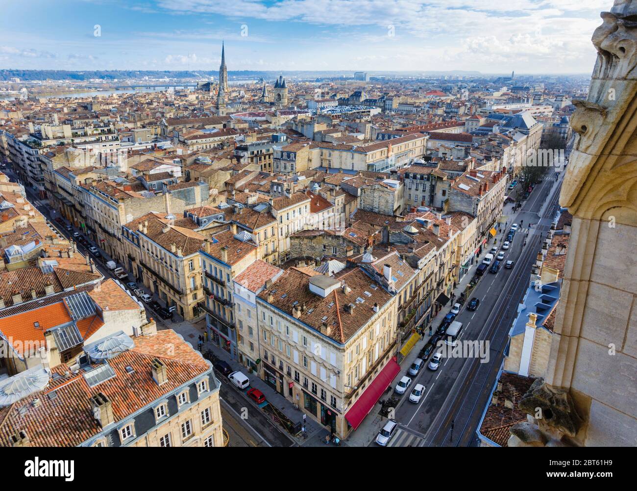 Bordeaux, Gironde Department, Aquitaine, France.  View over Bordeaux from the Tour Pey Berland.  The historic centre of Bordeaux is a UNESCO World Her Stock Photo