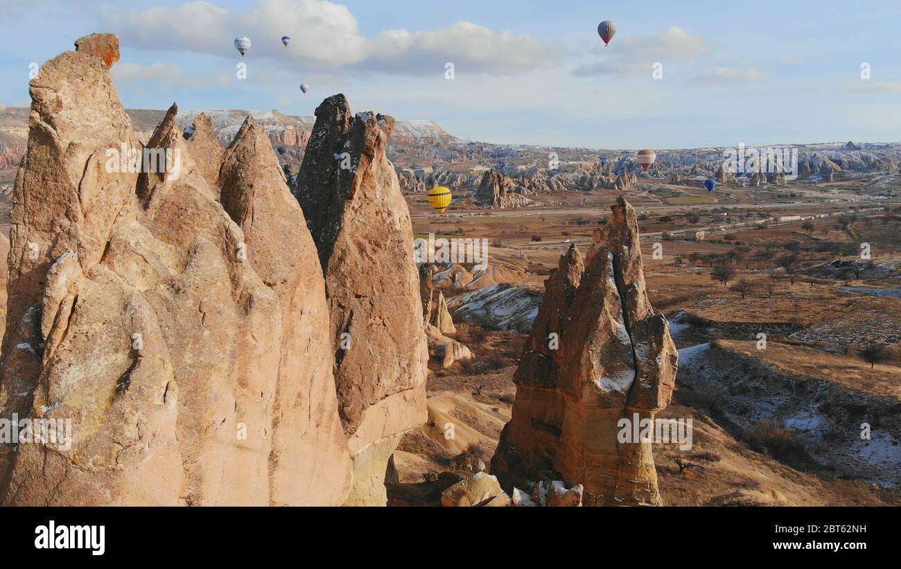 Sharp Rocks Landmark Sharp Rocks in Cappadocia. Turkey. Aerial view Stock Photo - Alamy