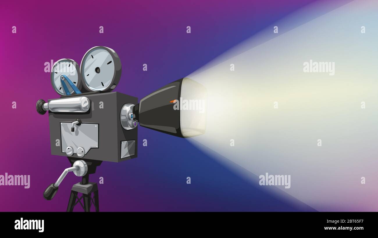 vintage cinema camera colorful background Stock Vector