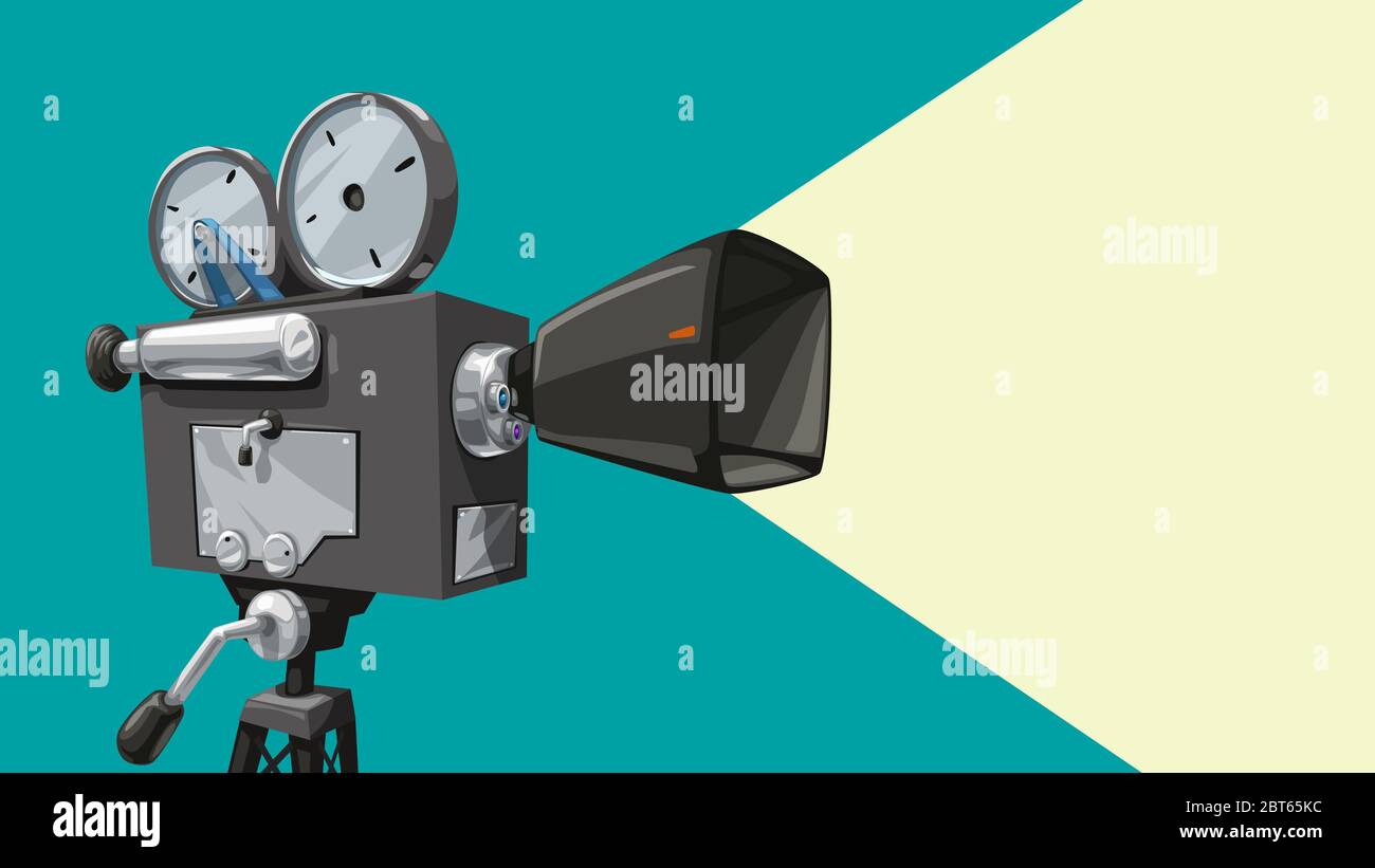 vintage cinema camera with light Stock Vector