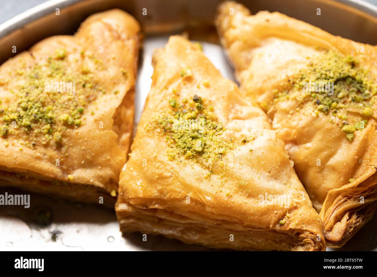 Baklava (Baklawa) Middle Eastern Pastry Recipe, labanese sweet, popular in UAE, arabic sweet,  gooey Stock Photo
