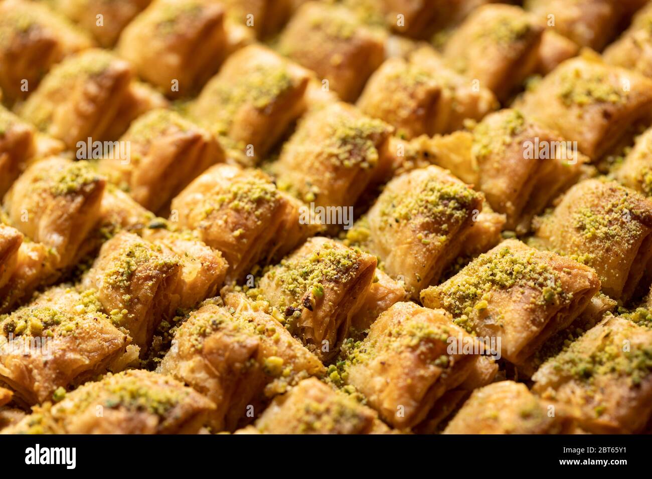 Baklava (Baklawa) Middle Eastern Pastry Recipe, labanese sweet, popular in UAE, arabic sweet,  gooey Stock Photo