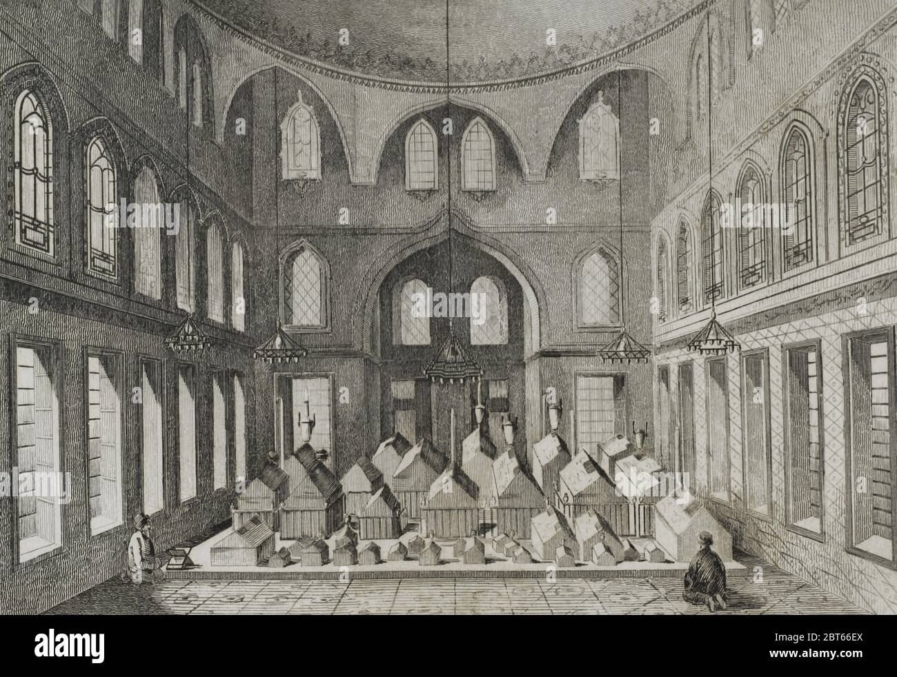 Ottoman Empire. Turkey. Constantinople (today Istanbul). Tomb of Turhan Hatice Valide Sultan (1627-1683). Haseki Sultan of the Ottoman Sultan Ibrahim (reign 1640-1648), and Valide Sultan as mother of Mehmed IV. Engraving by Lemaitre, Dumouxa and Traversier. Historia de Turquia by Joseph Marie Jouannin (1783-1844) and Jules Van Gaver, 1840. Stock Photo