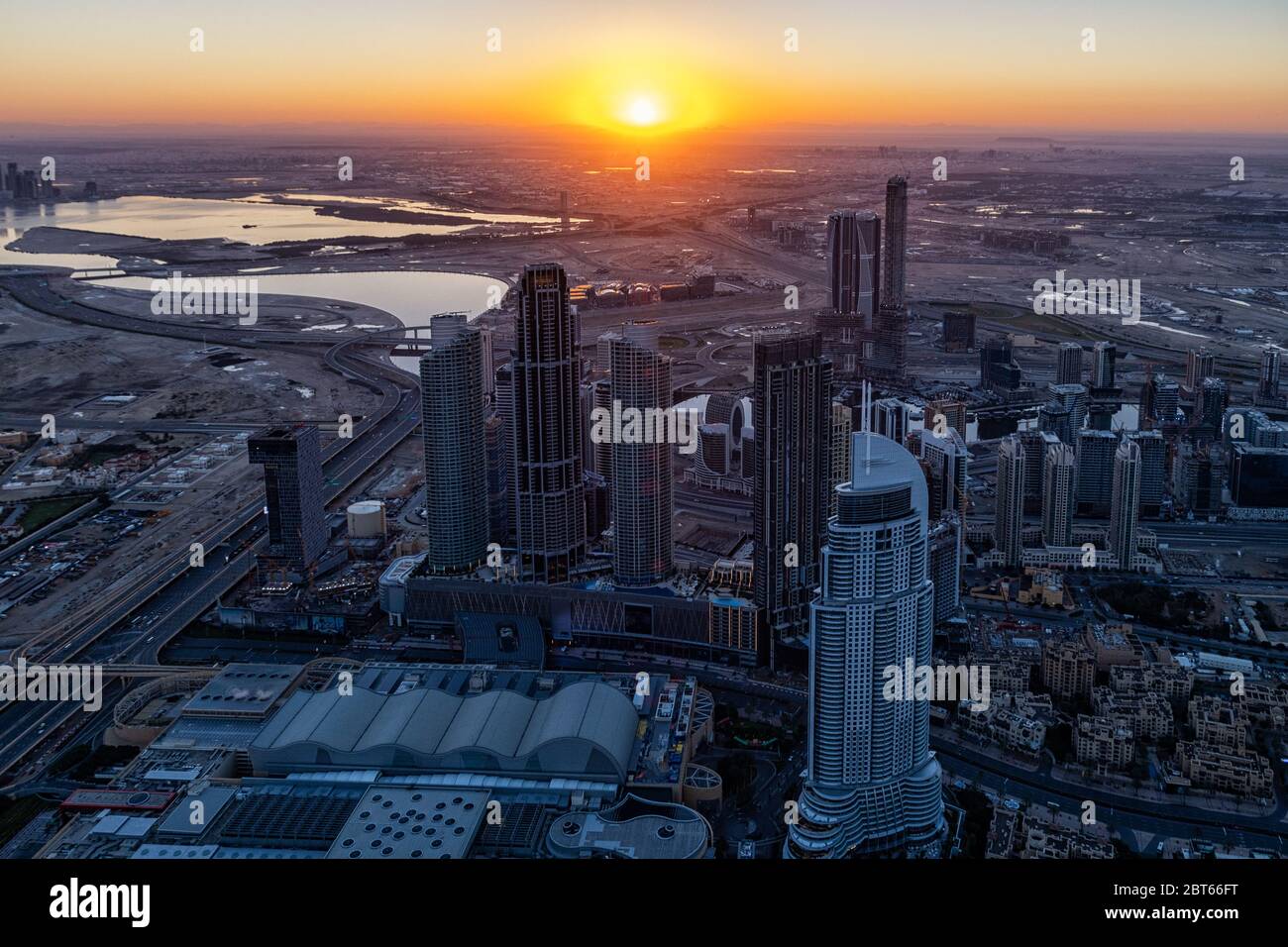 The Dubai skyline at sunrise Stock Photo - Alamy