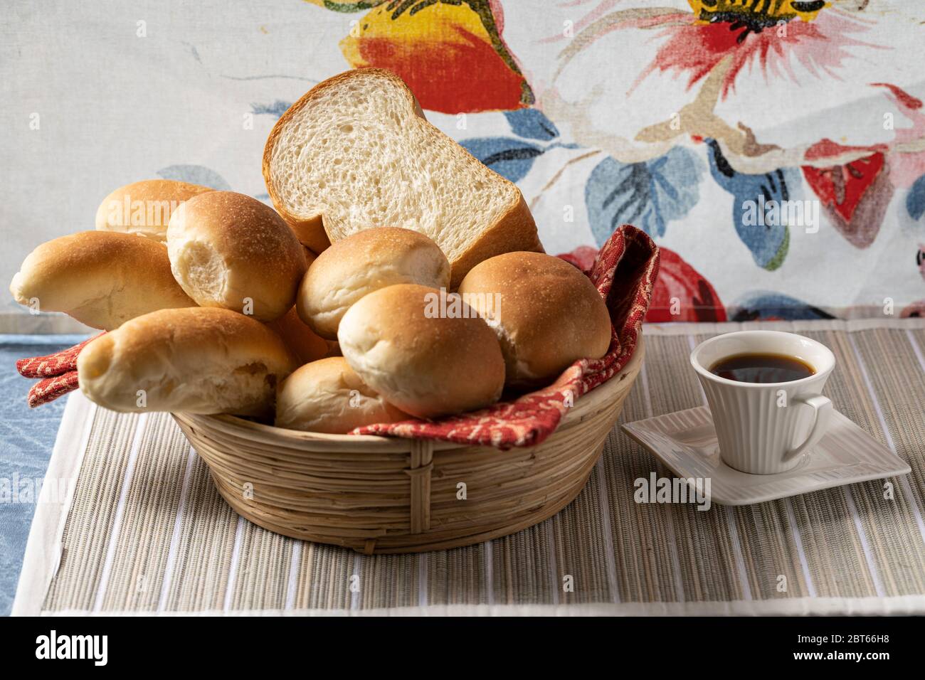 Assorted breads on a basket good breakfast Stock Photo