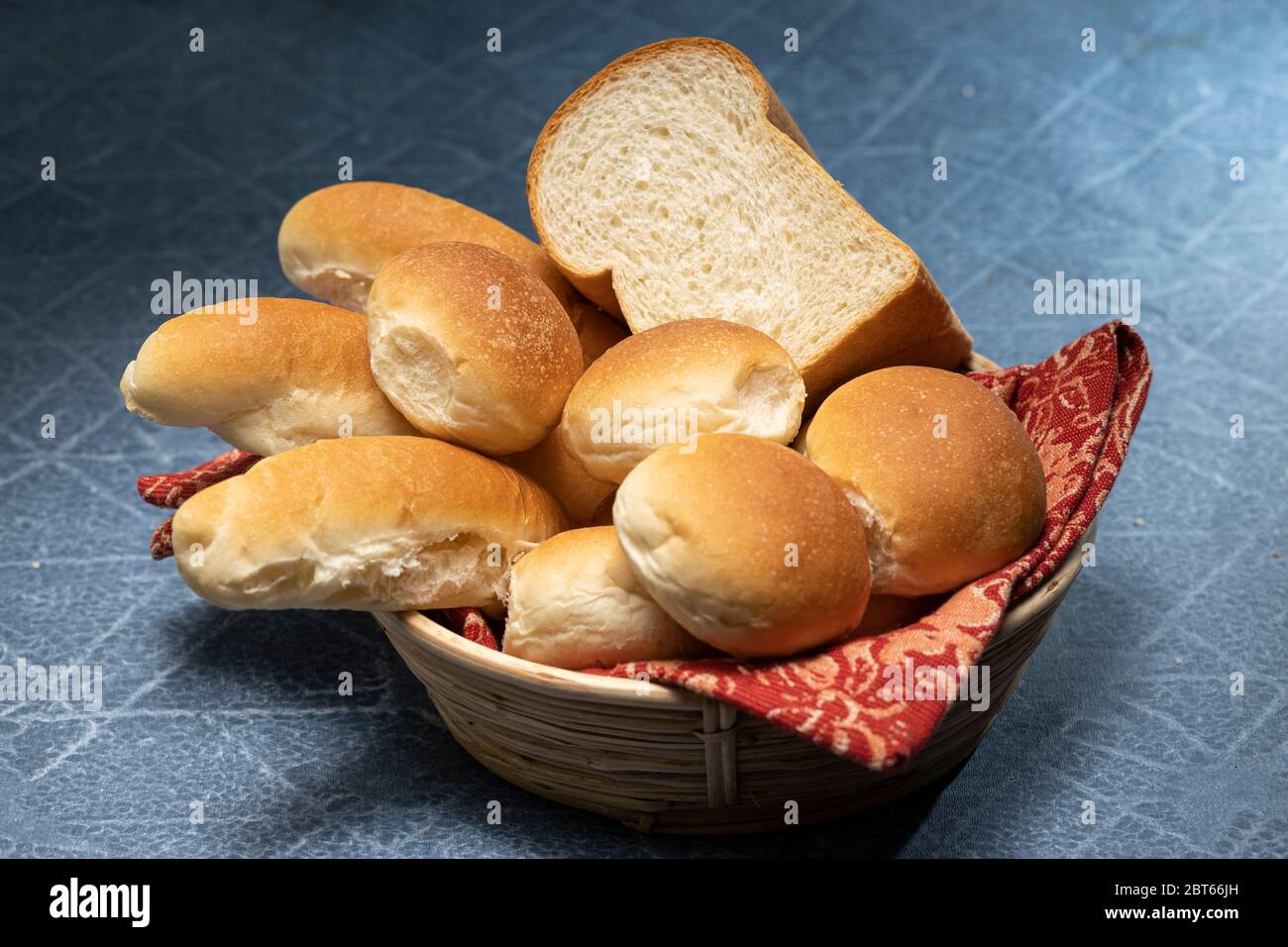 Assorted breads on a basket good breakfast Stock Photo