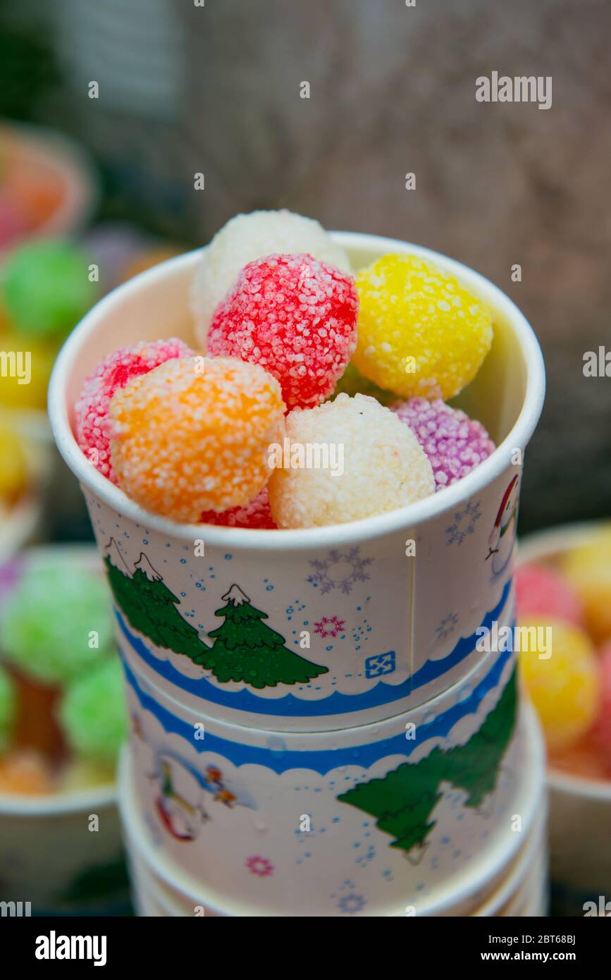 Cold Colorful Sweet Vietnamese Hand Made Ice Cream In Food Market Stock Photo Alamy