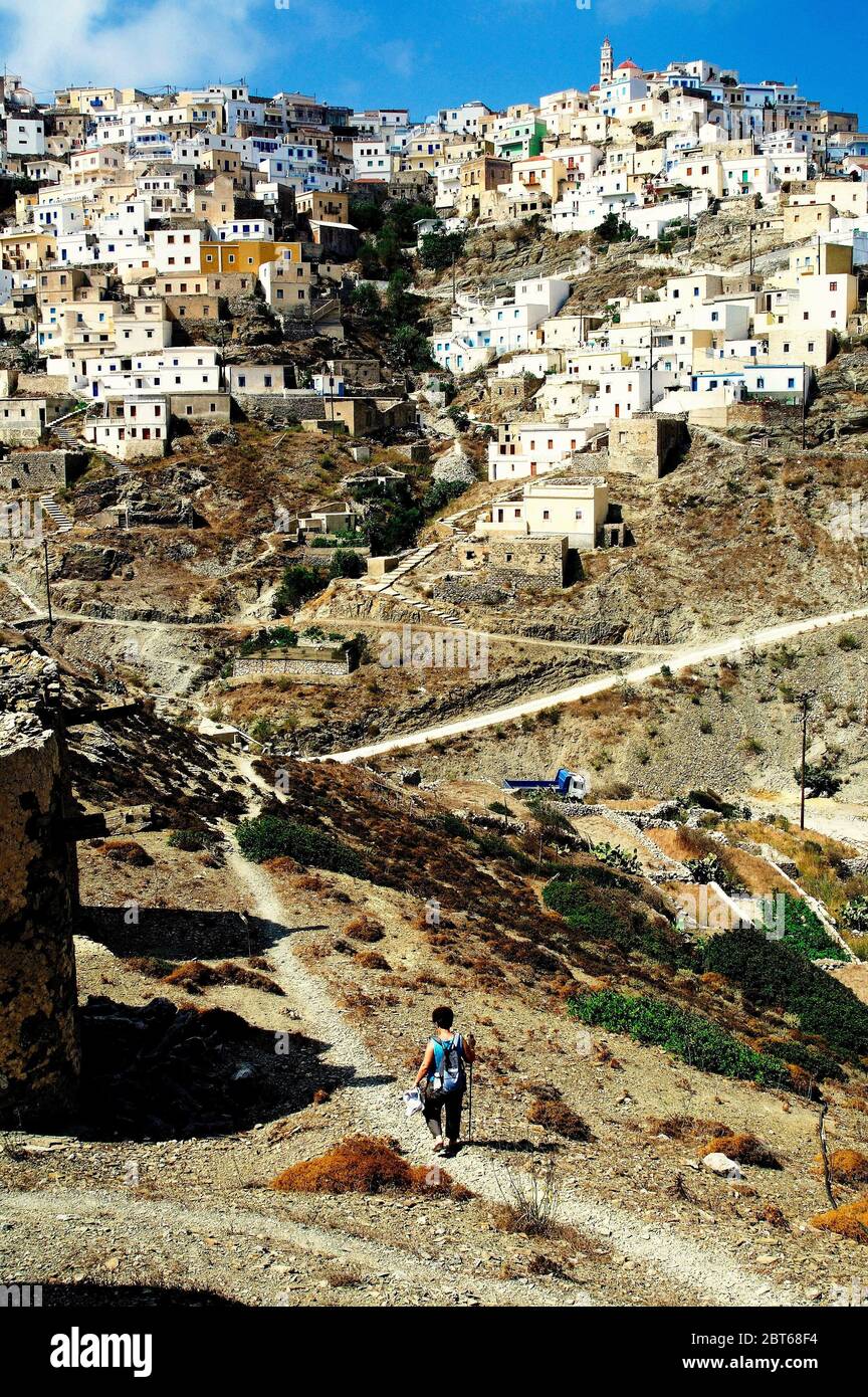 Greece, Karpathos island, footpath on the way to the village of Olympos, August 30 2008. Stock Photo