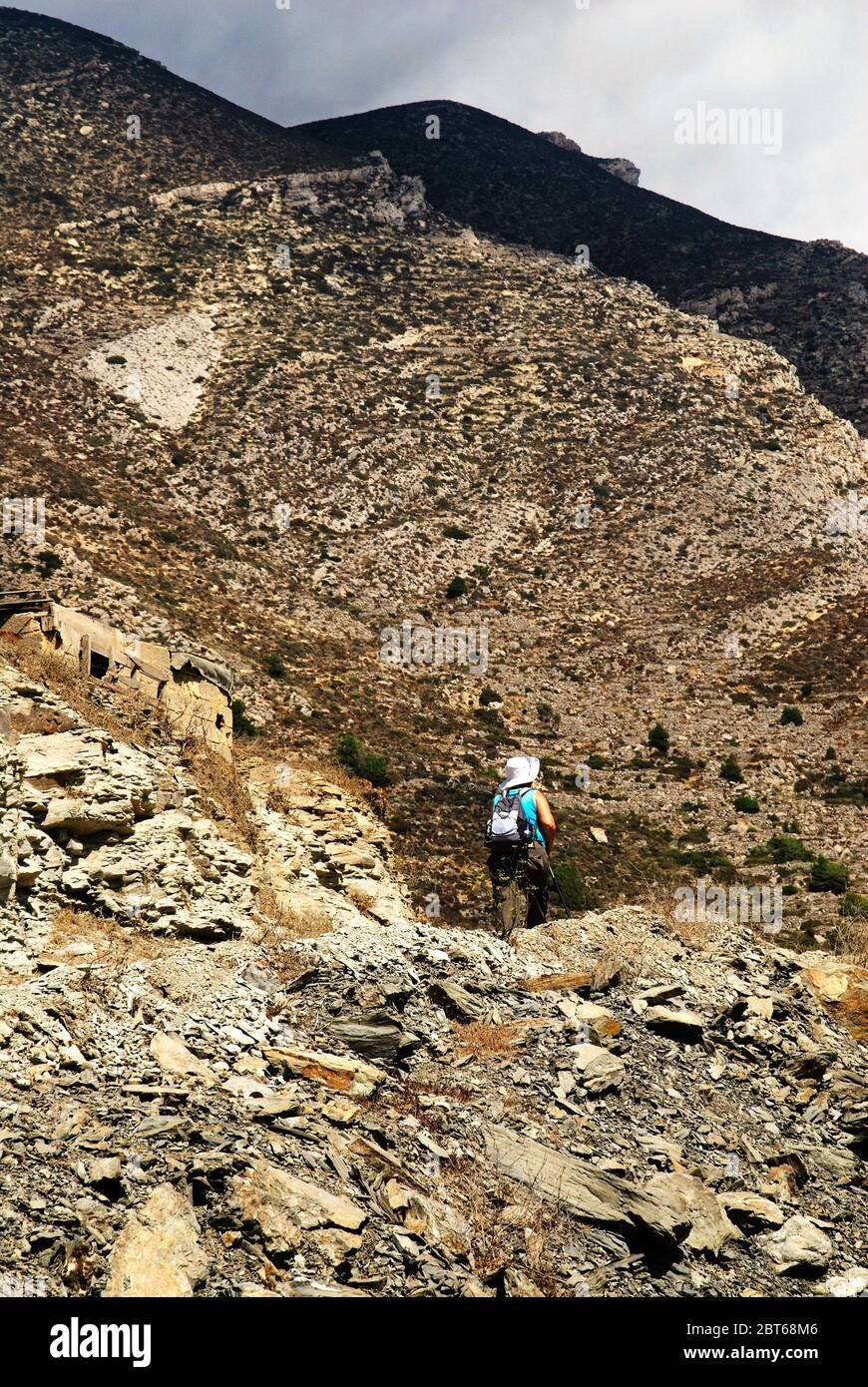 Greece, Karpathos island, footpath on the way to the village of Olympos, August 30 2008. Stock Photo
