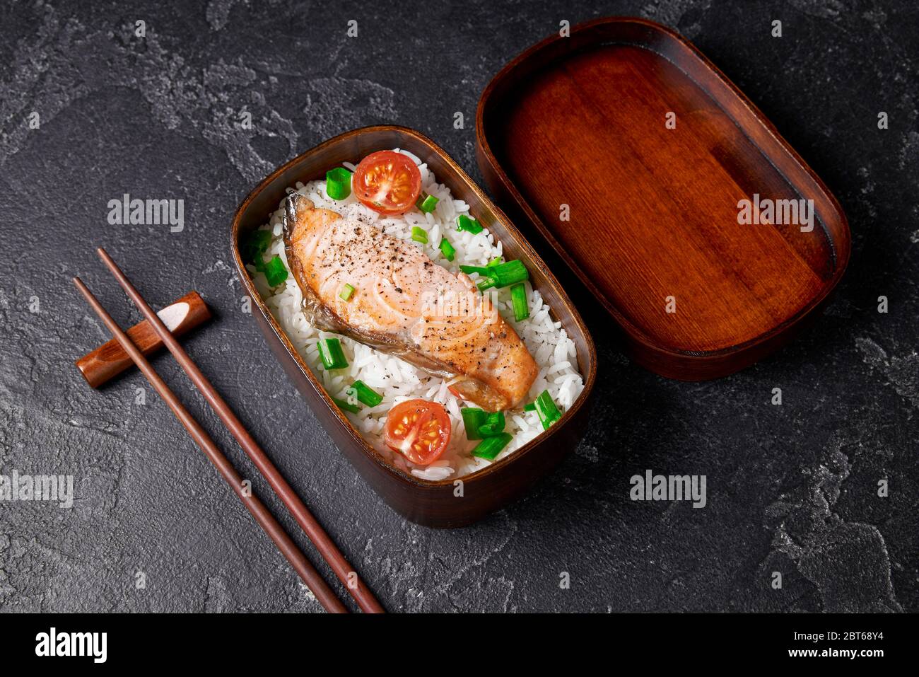 Bento box. Japanese packed lunch and chopsticks. Food delivery concept Stock Photo Alamy
