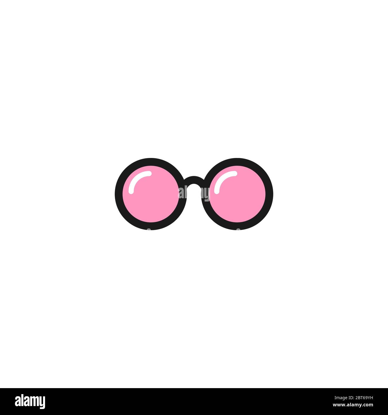 Pink round flat Hipster Glasses icon. Isolated on white. child