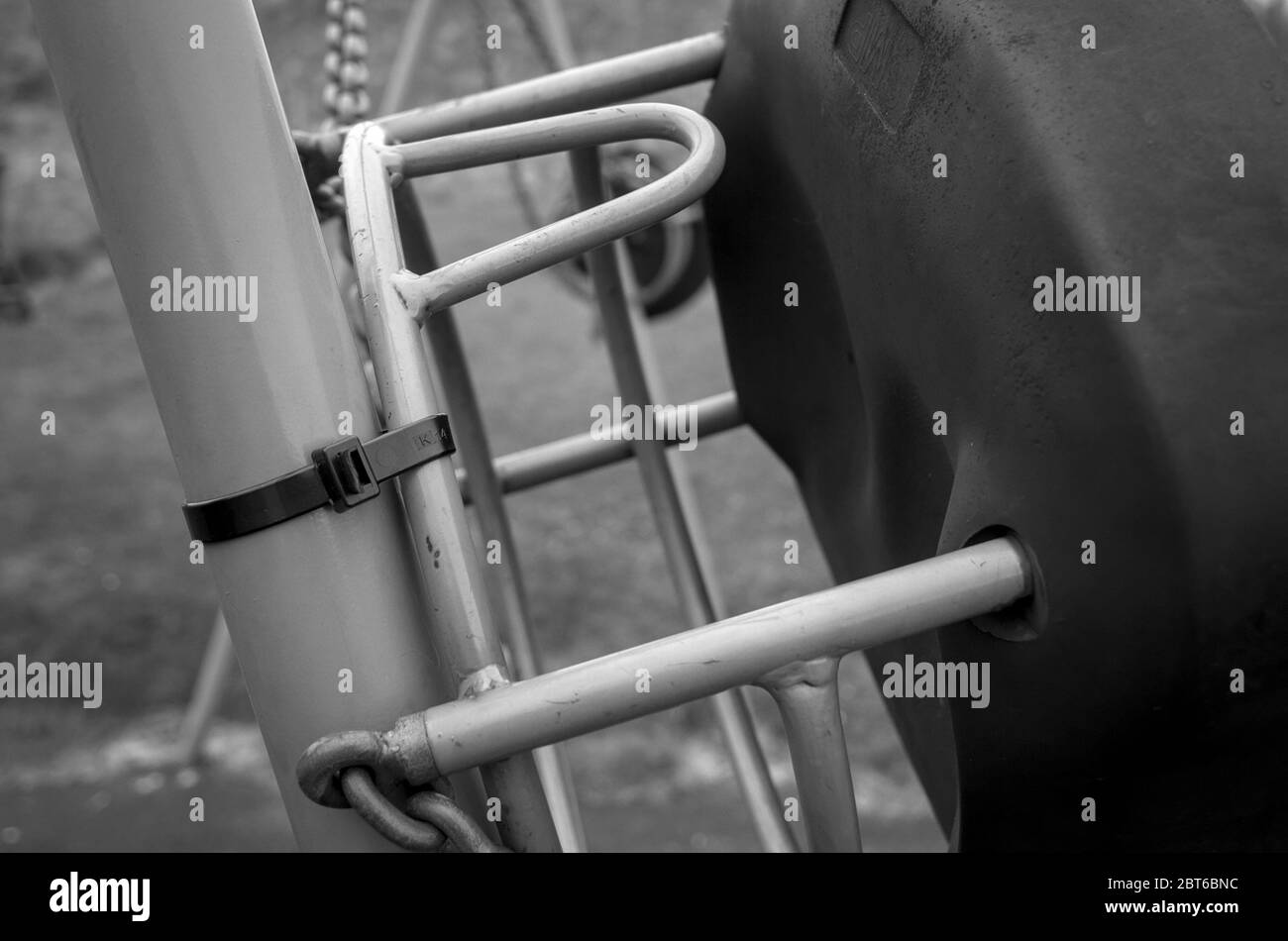 The swings in the children's play area at Mount Road, Marsden closed due to Coronavirus (COVID-19). Stock Photo