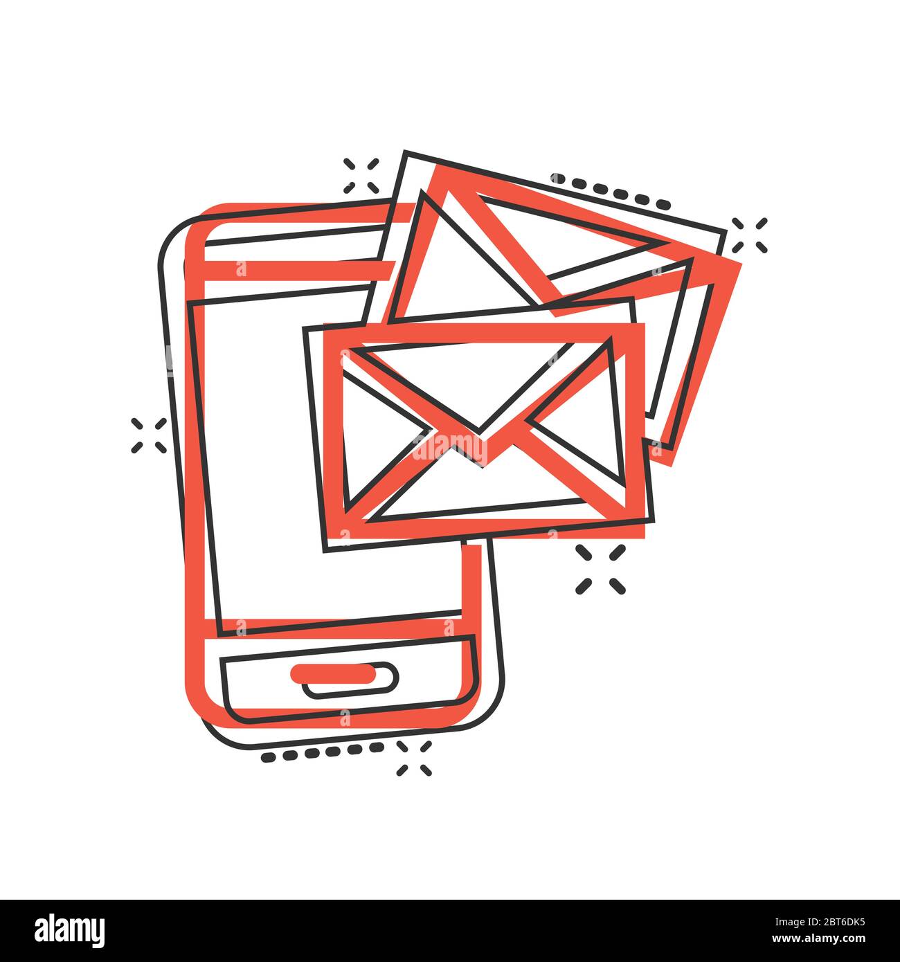Message on smartphone icon in comic style. Mail with phone cartoon ...