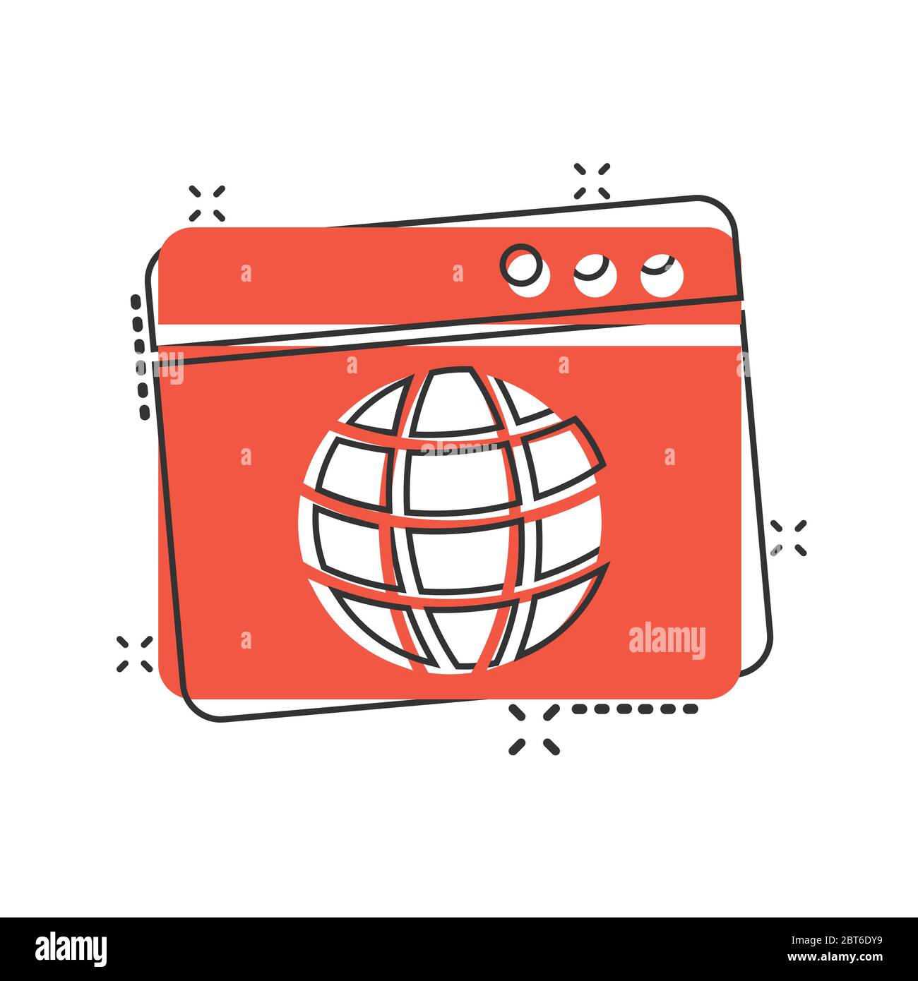 Website domain icon in comic style. Global internet address cartoon ...