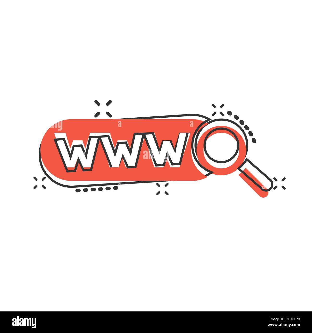 Global search icon in comic style. Website address cartoon vector ...
