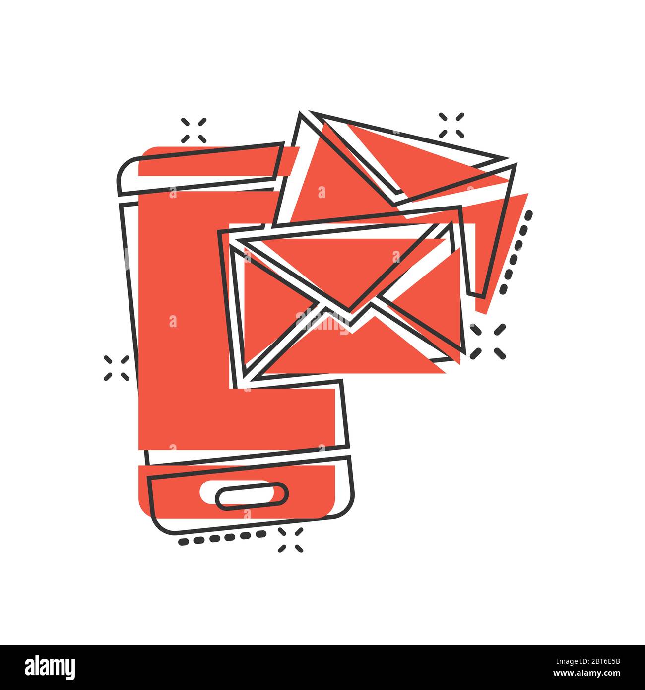 Message on smartphone icon in comic style. Mail with phone cartoon ...