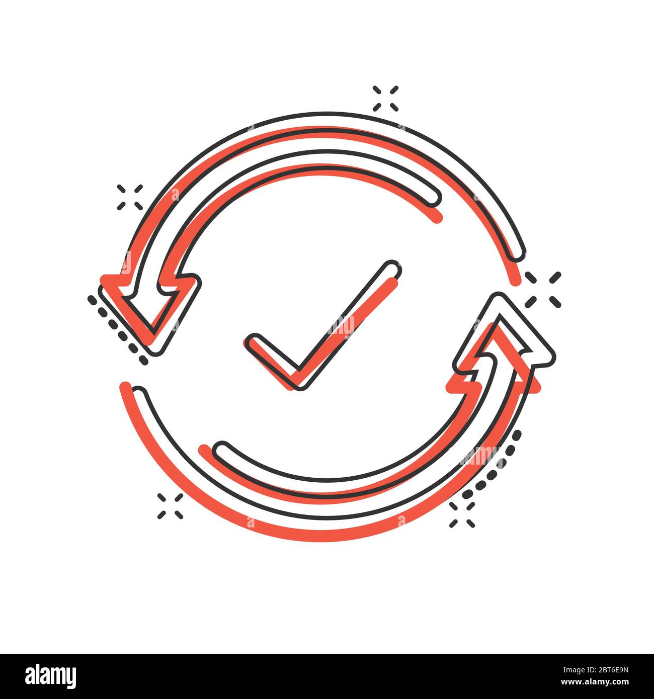 Check mark sign icon in comic style. Confirm button cartoon vector ...