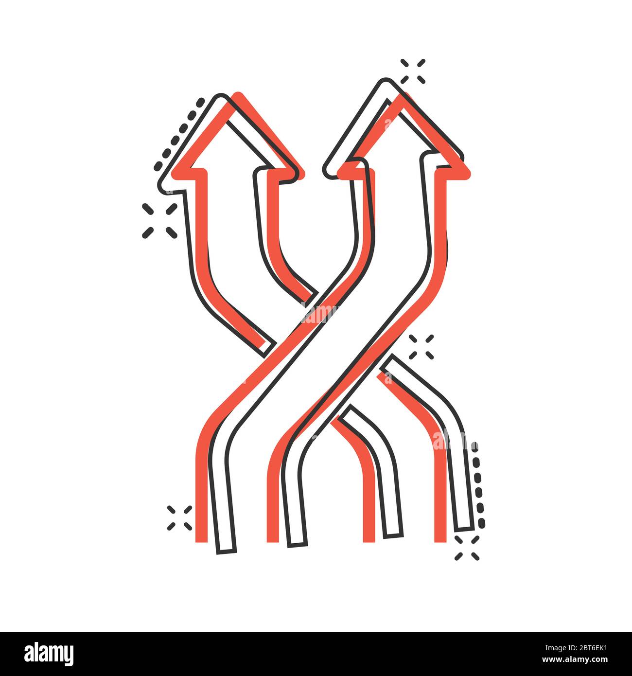 Crossroad icon in comic style. Road direction navigation cartoon vector ...