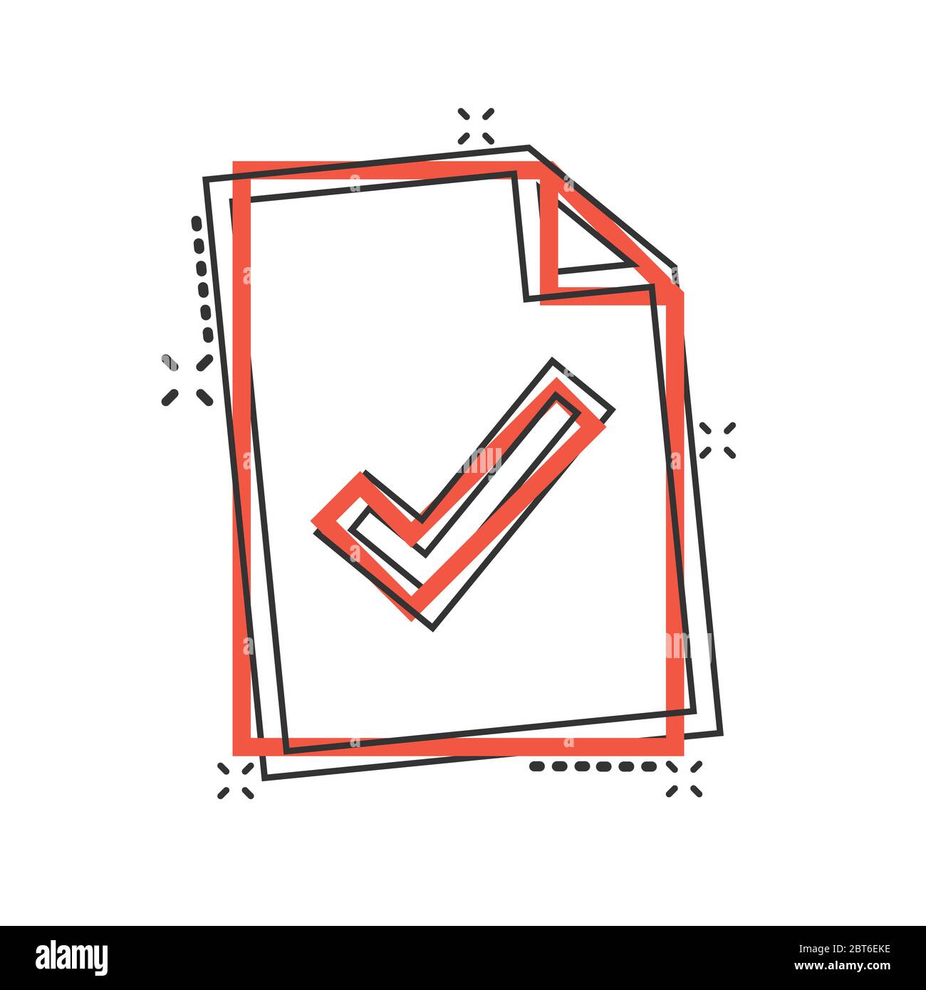 Document checklist icon in comic style. Report cartoon vector ...