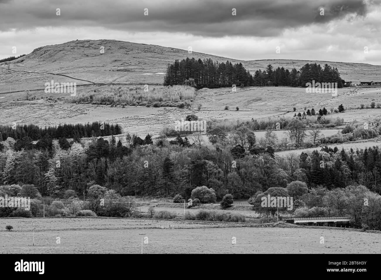 Newcastleton, Hawick, Scottish Borders, UK. 5th May 2020. Kershopefoot bridge crosses the Liddel Water which demarks the Anglo Scottish Border, the ar Stock Photo