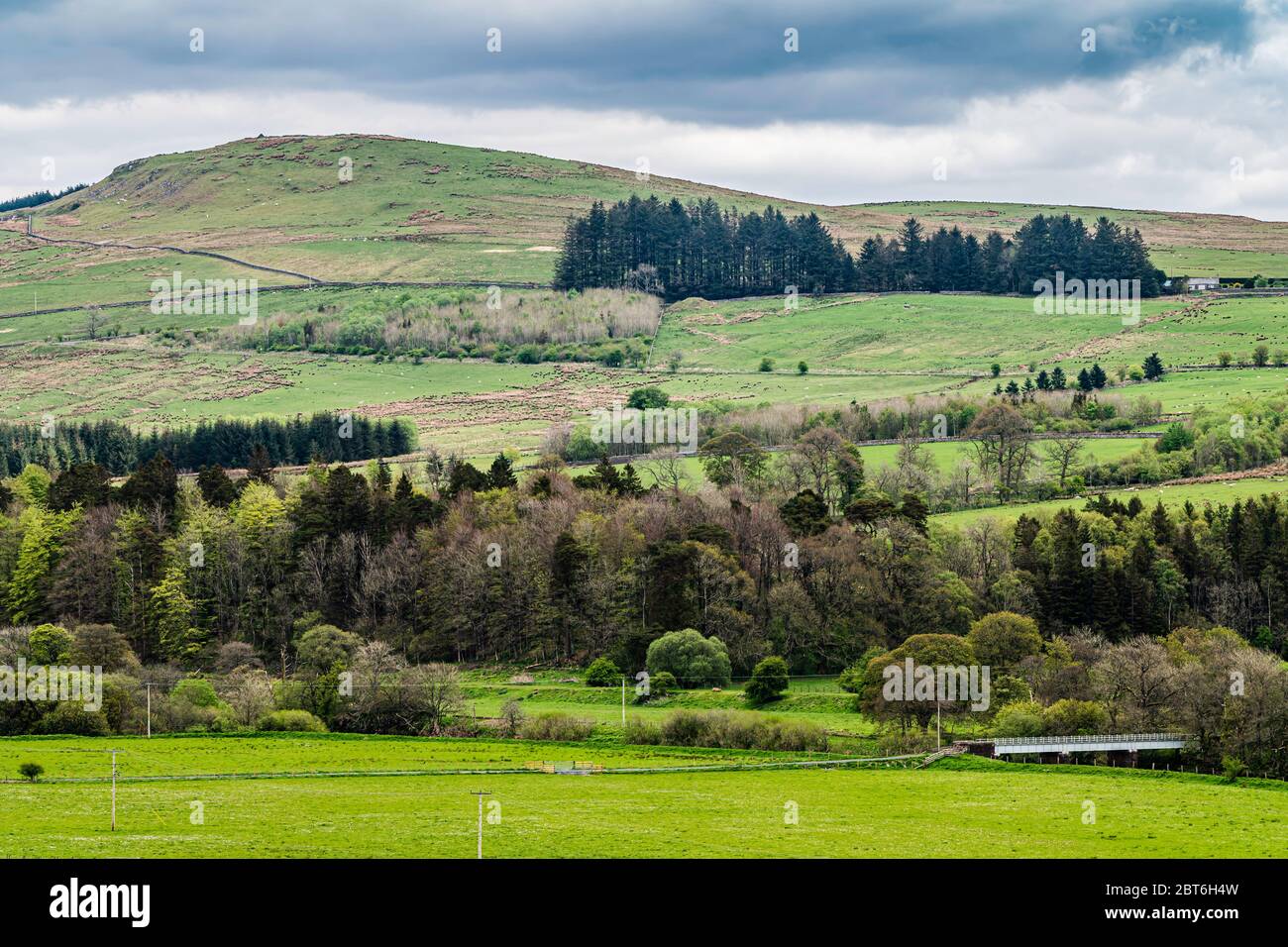 Newcastleton, Hawick, Scottish Borders, UK. 5th May 2020. Kershopefoot bridge crosses the Liddel Water which demarks the Anglo Scottish Border, the ar Stock Photo