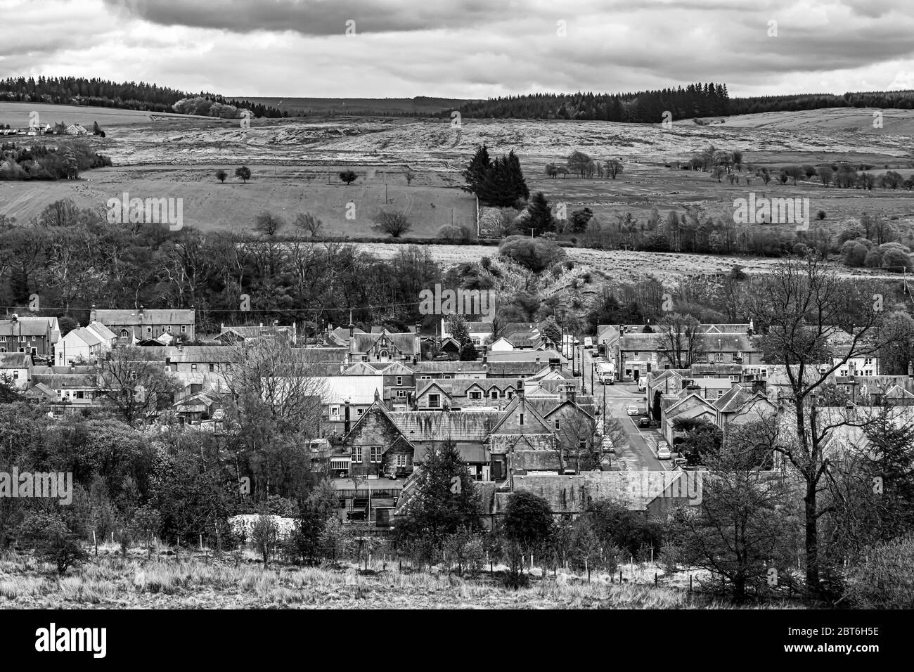 Newcastleton, Hawick, Scottish Borders, UK. 5th May 2020. The Scottish Borders village of Newcastleton. The ratio of people aged over 60 years old is Stock Photo