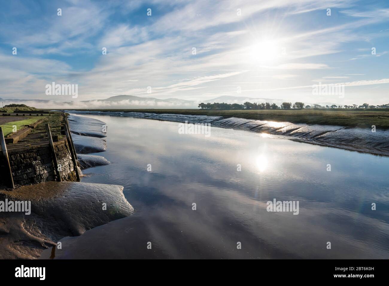Wigtown harbour with Solway water reflections Stock Photo