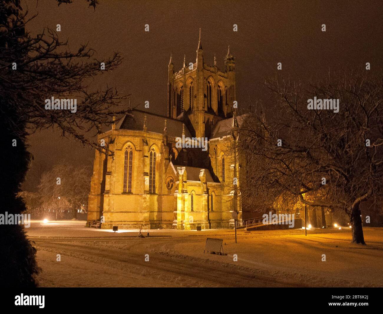 Crichton Church by floodlight in midwinter Stock Photo