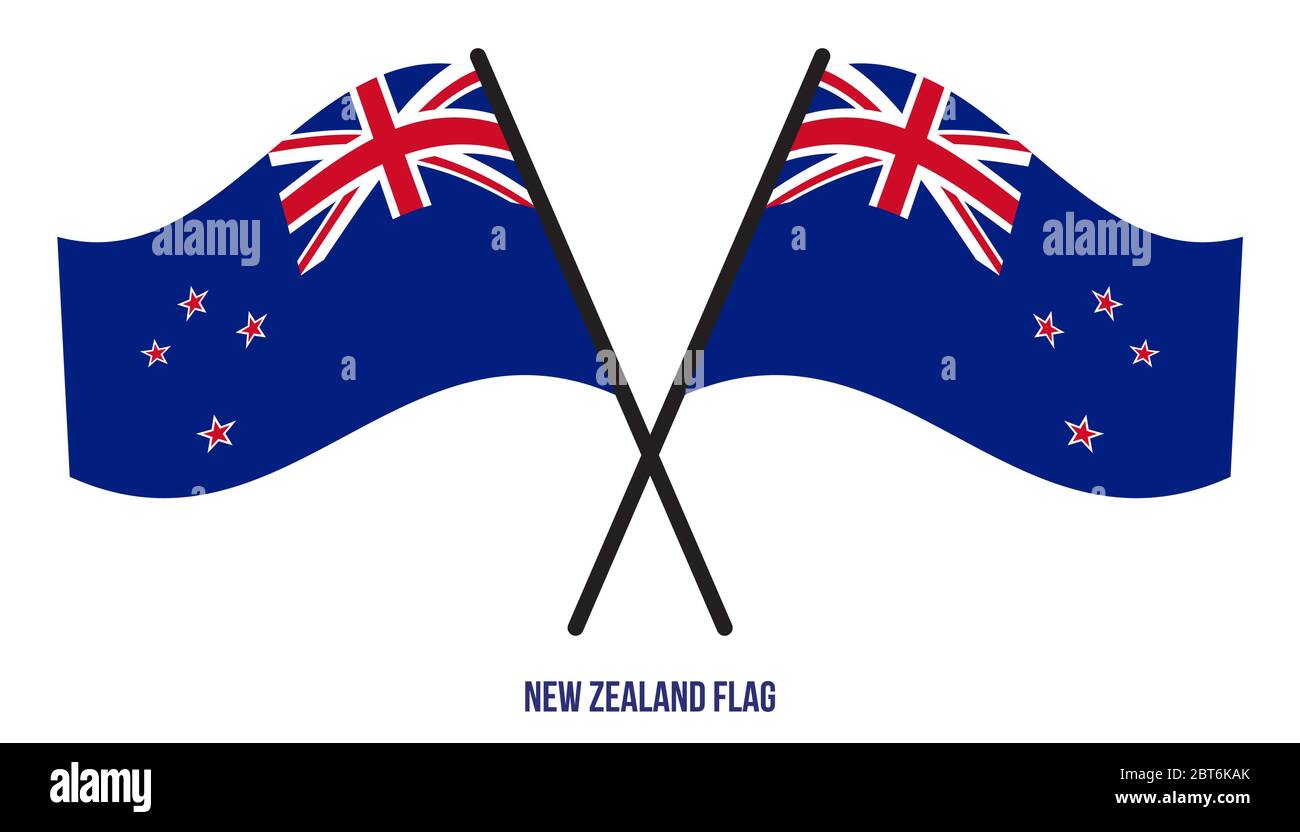 New Zealand Flag Waving Vector Illustration on White Background. New Zealand National Flag. Stock Vector