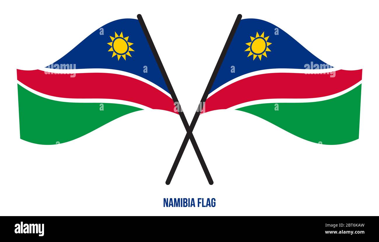 Namibia Flag Waving Vector Illustration on White Background. Namibia National Flag. Stock Vector
