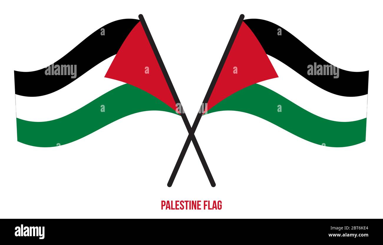 Palestine Flag Waving Vector Illustration on White Background. Palestine National Flag. Stock Vector