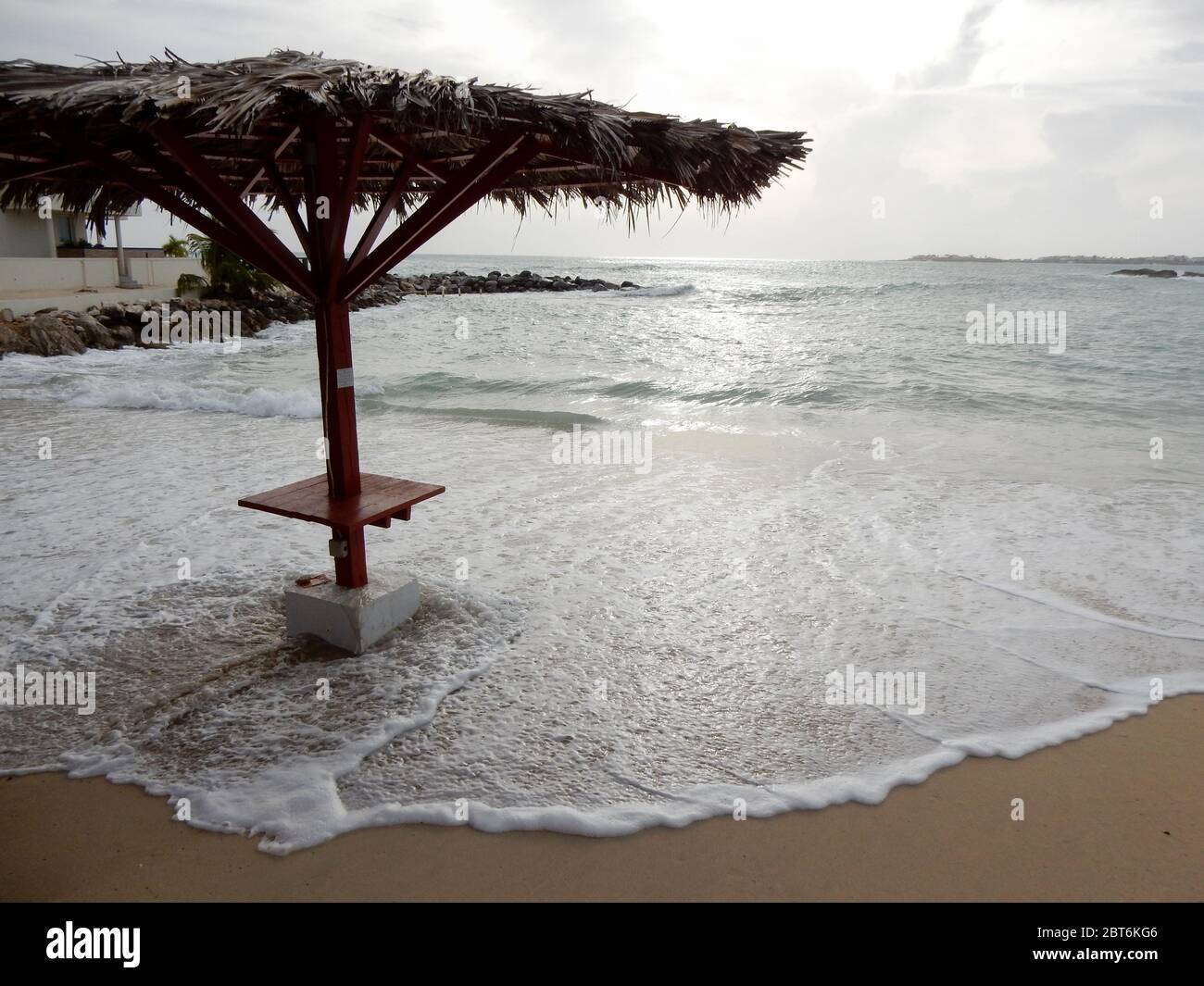 Sea level rises on the evening of September 5th, 2017, as major Hurricane Irma approaches the Caribbean island of Sint Maarten Stock Photo