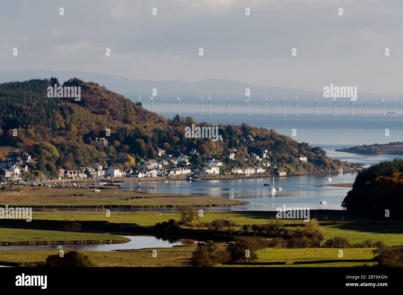 Kippford, Rough Firth, Solway Firth and Urr Estuary from Palnackie Stock Photo